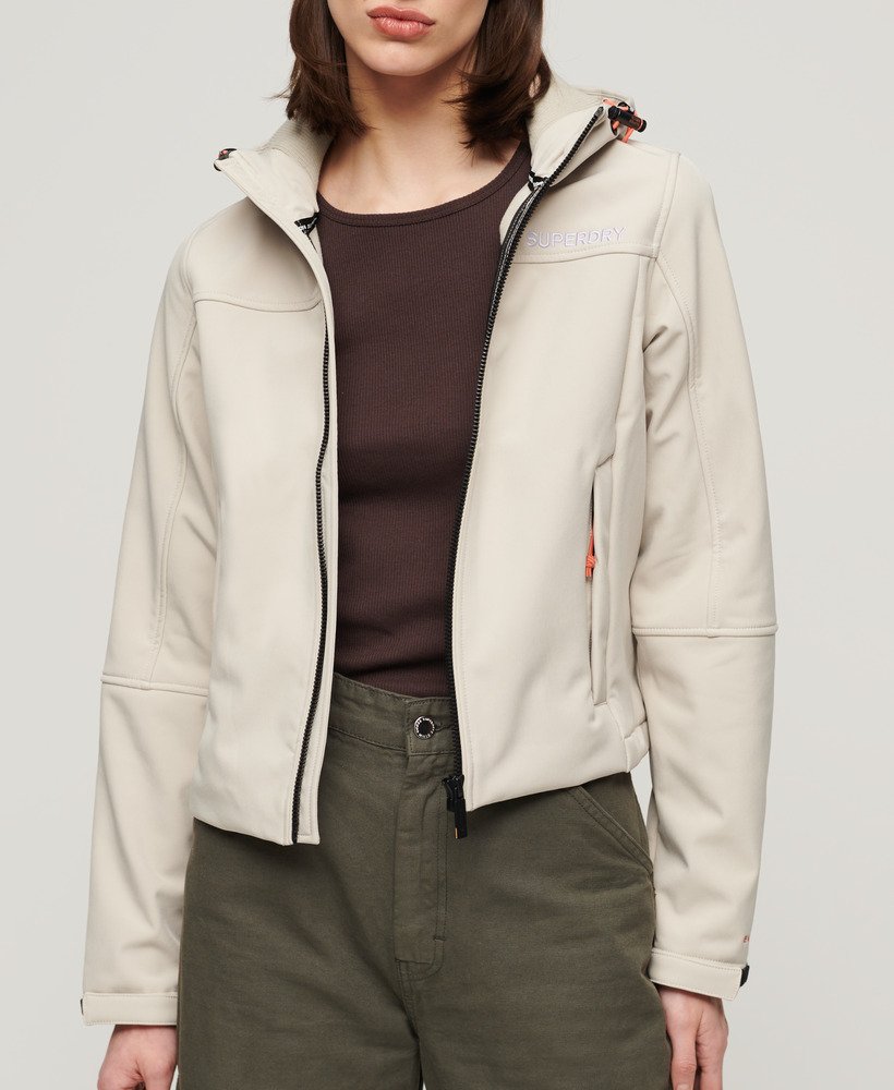 softshell trekkersjack met capuchon in chateau gray