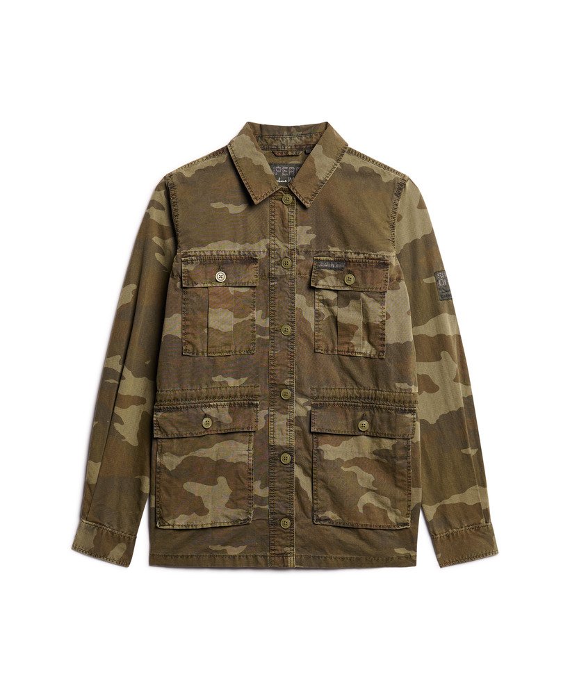 geborduurd militair veldjack in zonverbleekte camouflageprint