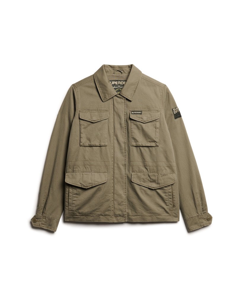 geborduurd m65 militair jack in mosgroen.