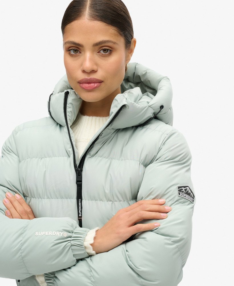 gewatteerde sportjas met capuchon in puritan grey