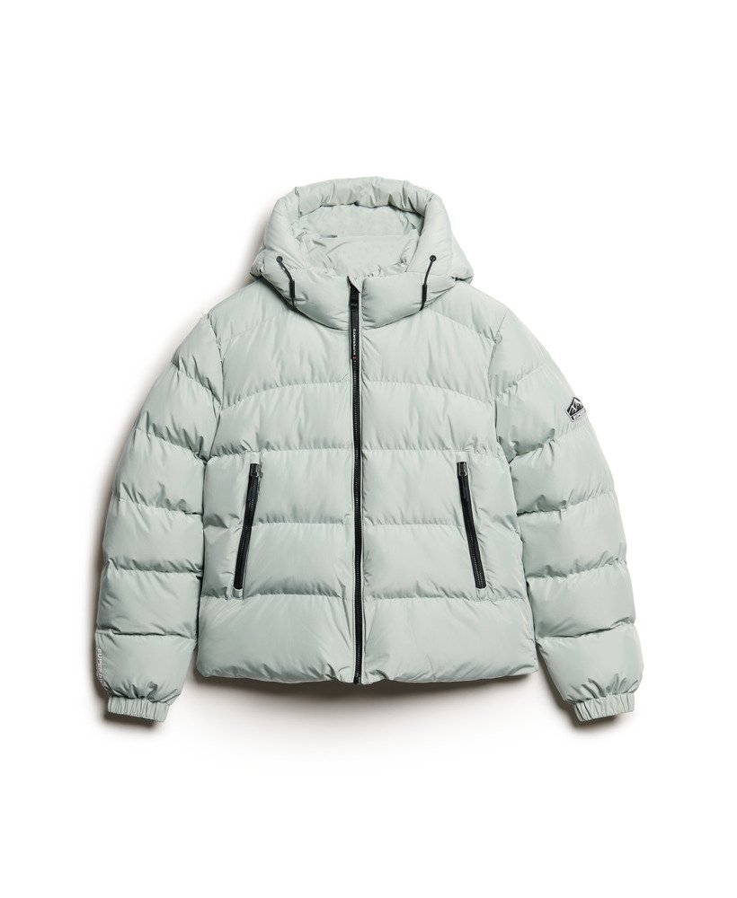 gewatteerde sportjas met capuchon in puritan grey