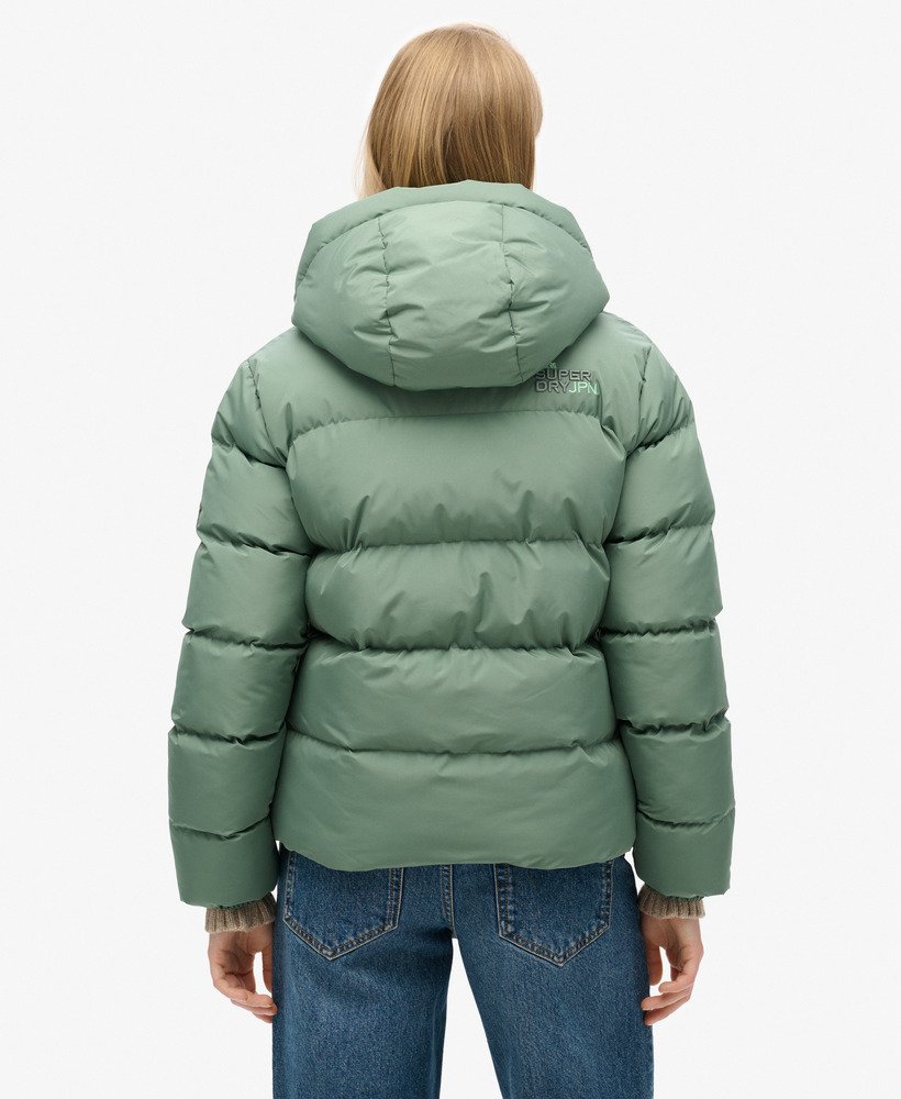 gewatteerde sportjas met capuchon in laurel khaki