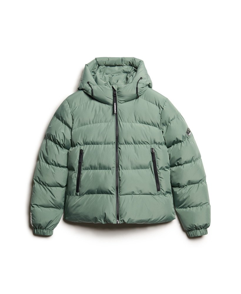 gewatteerde sportjas met capuchon in laurel khaki