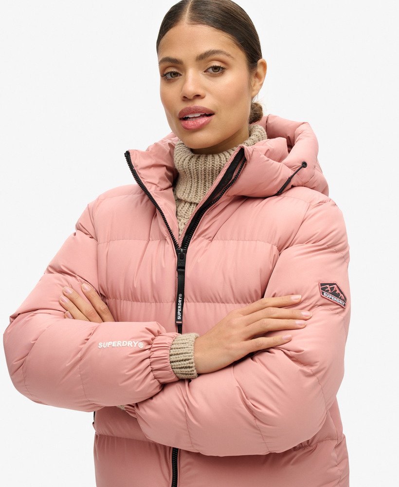 gewatteerde sportjas met capuchon in ash rose