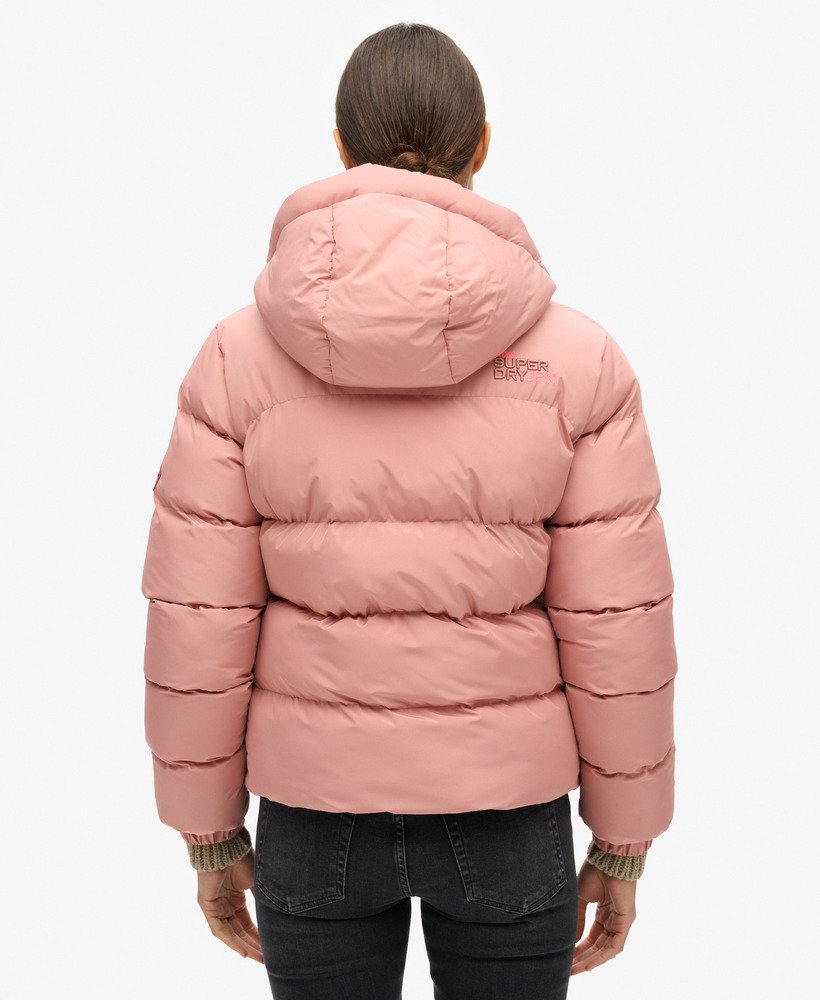 gewatteerde sportjas met capuchon in ash rose