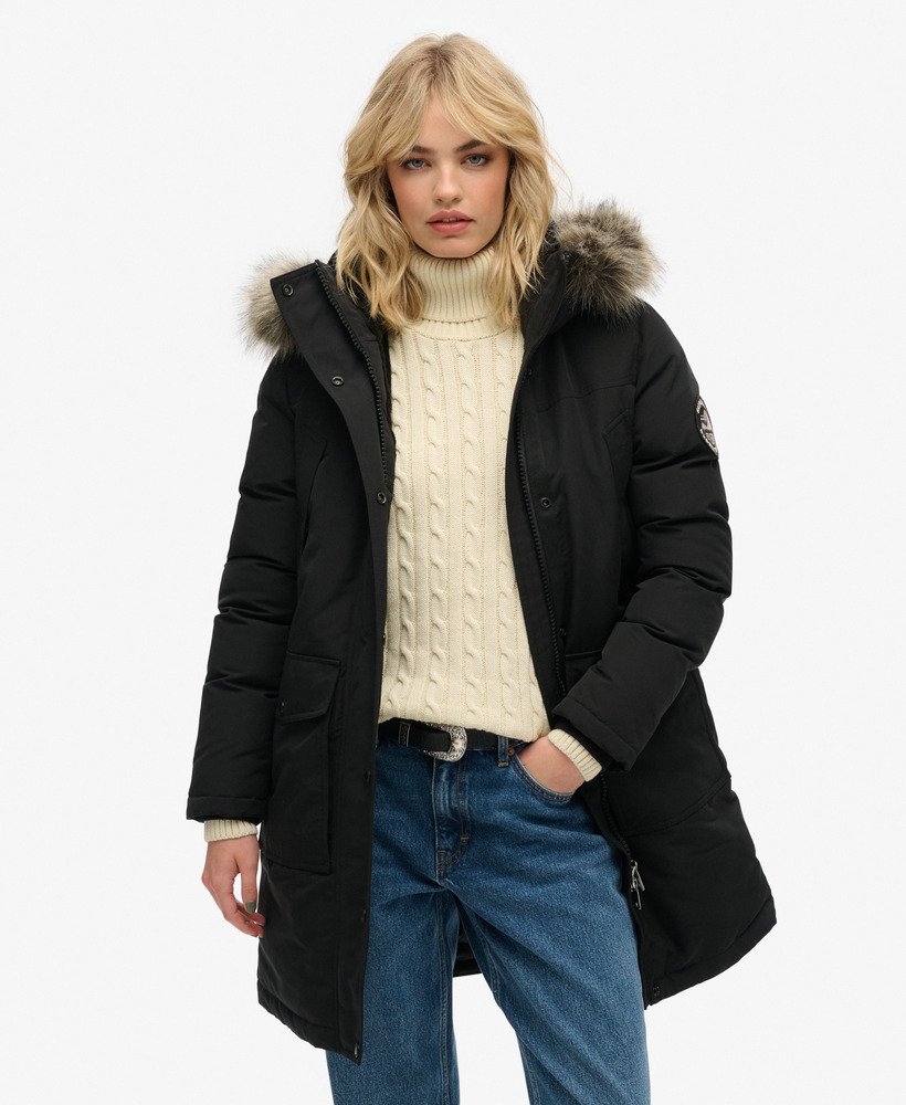 everest parka van imitatiebont in zwart