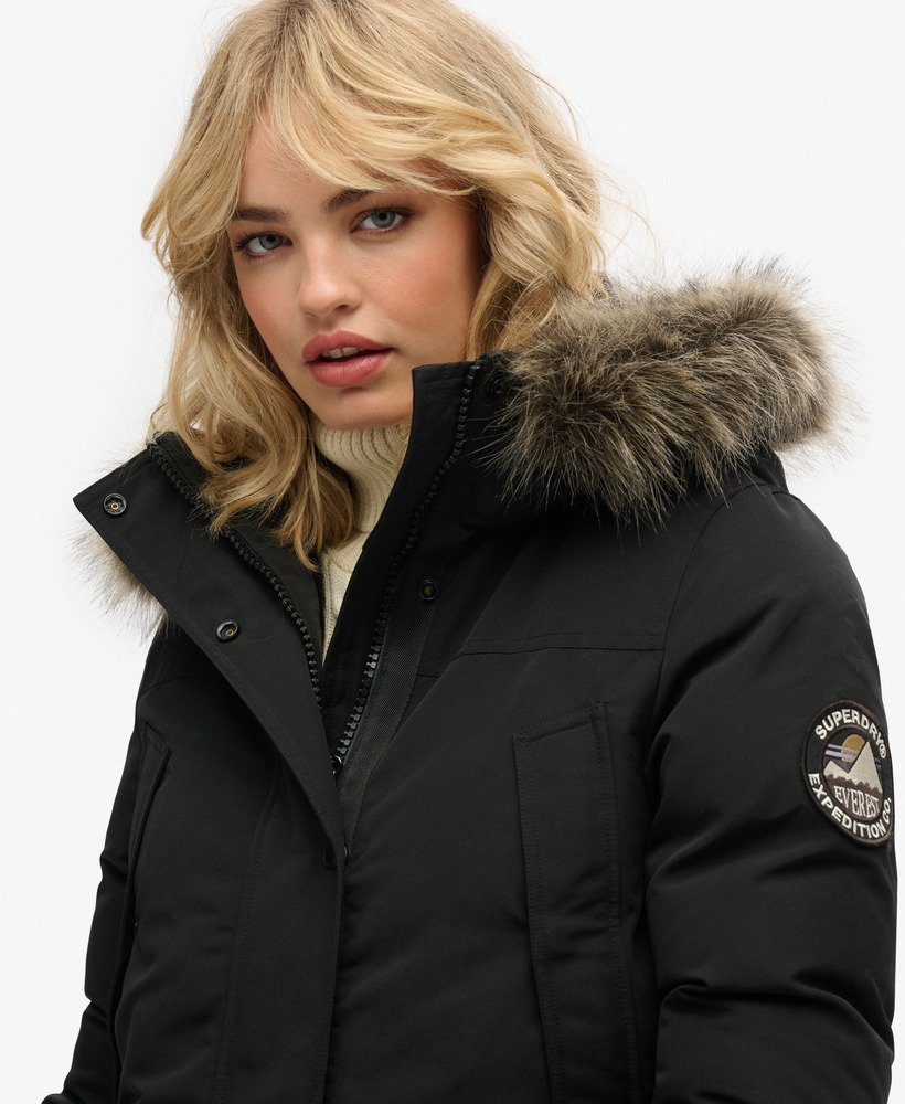 everest parka van imitatiebont in zwart