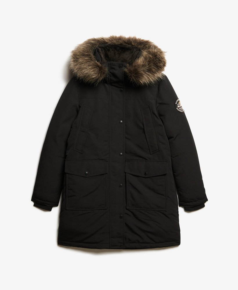 everest parka van imitatiebont in zwart