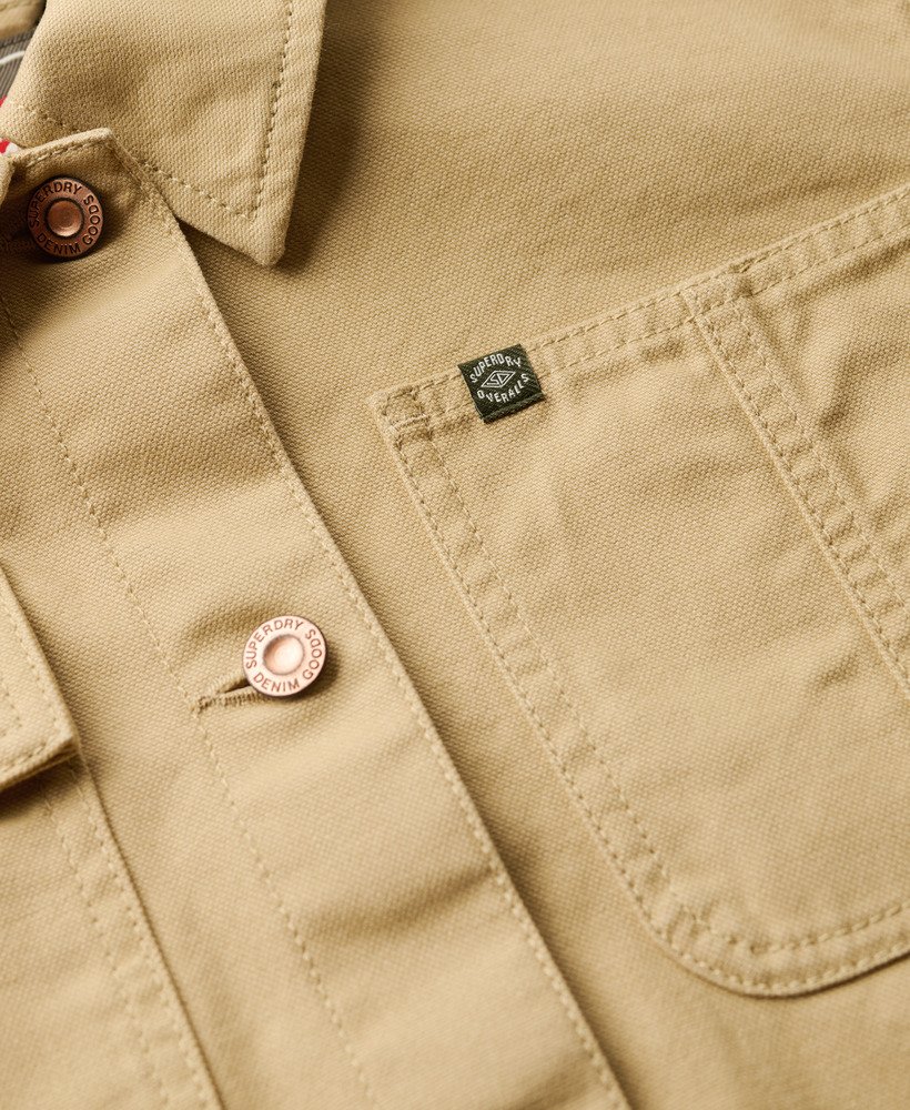 geborduurd werkjack in canyon beige