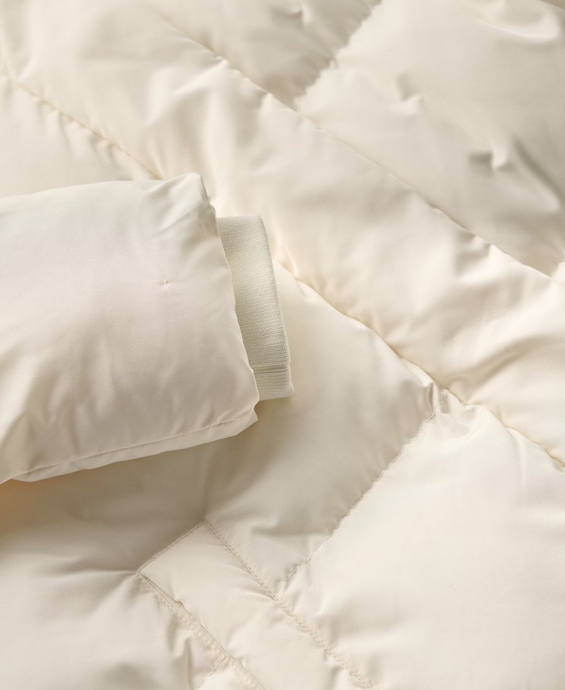 lange gewatteerde jas met capuchon in star white