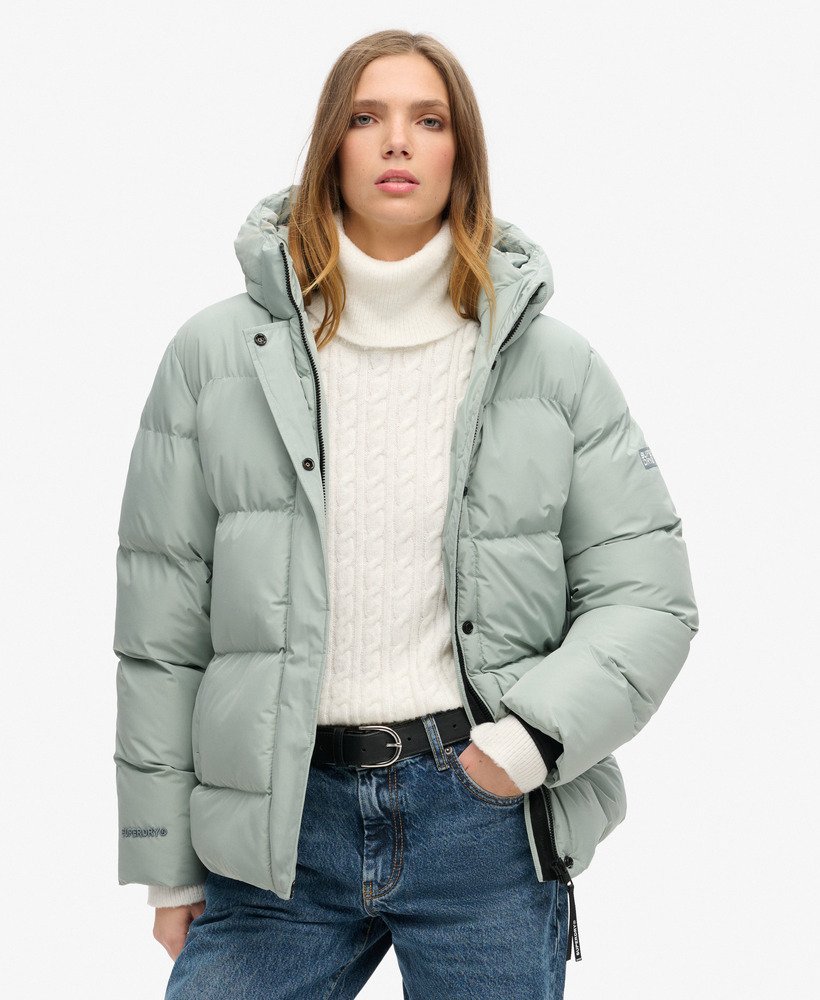 gewatteerde sportjas met capuchon in puritan grey
