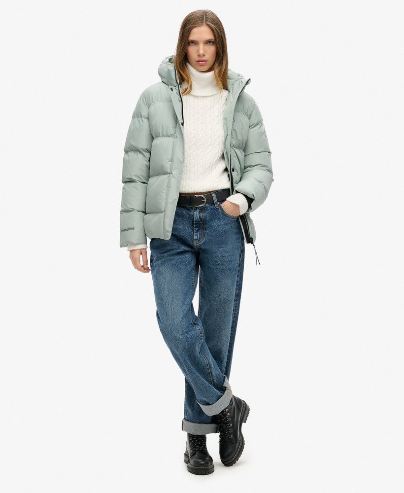 gewatteerde sportjas met capuchon in puritan grey
