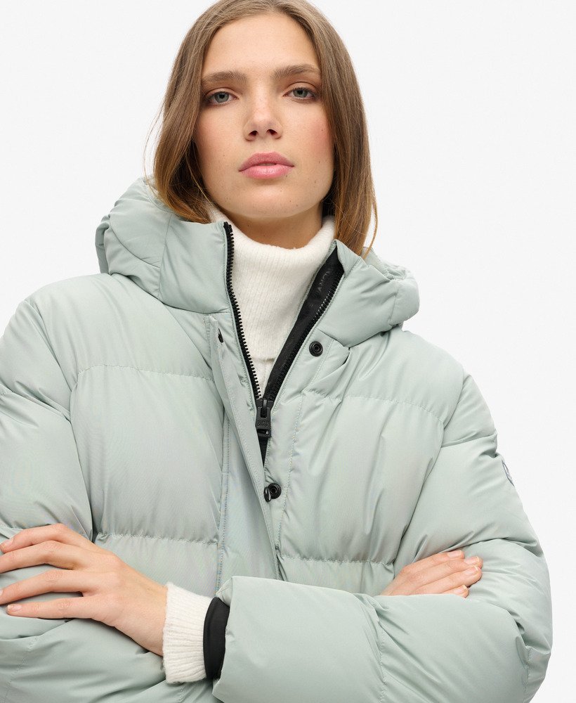 gewatteerde sportjas met capuchon in puritan grey