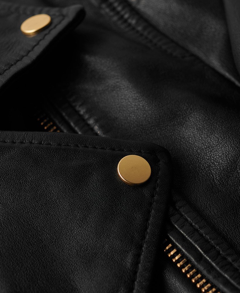 leren bikerjack met studs in zwart