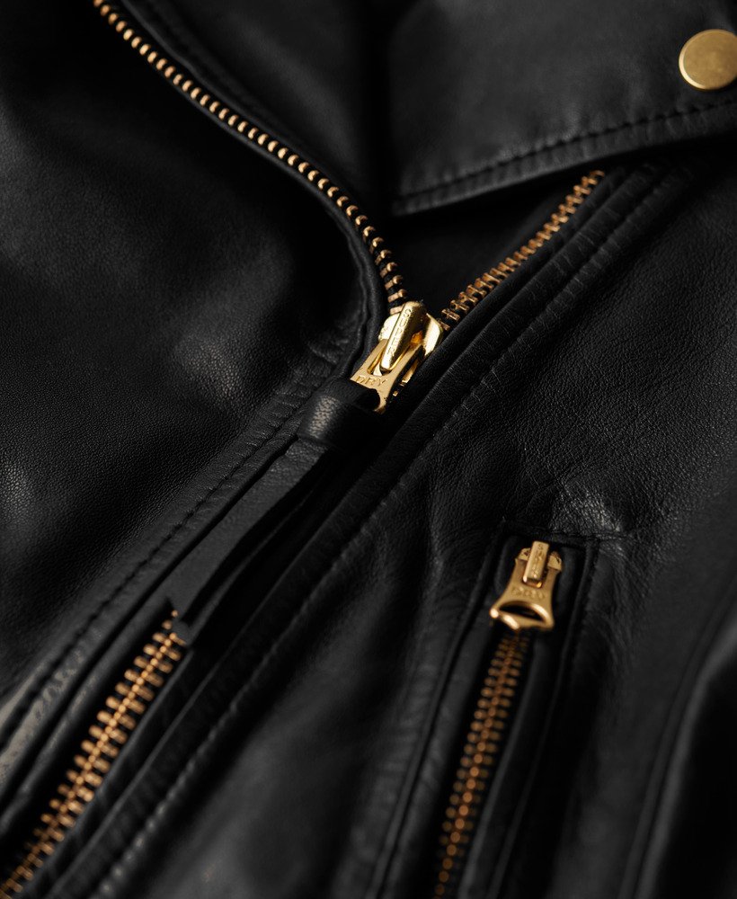 leren bikerjack met studs in zwart
