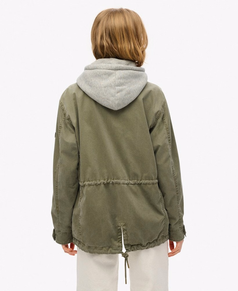 Jersey capuchonjas in militaire stijl
