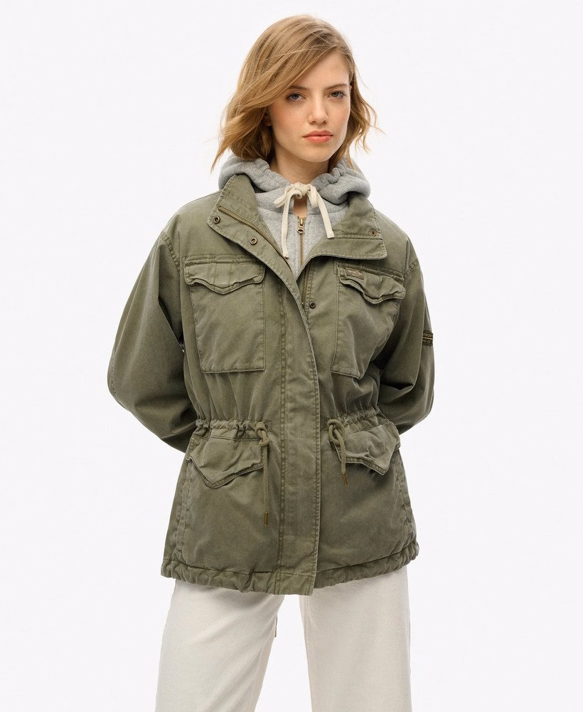 Jersey capuchonjas in militaire stijl