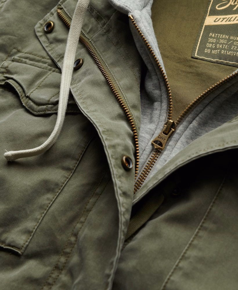 Jersey capuchonjas in militaire stijl