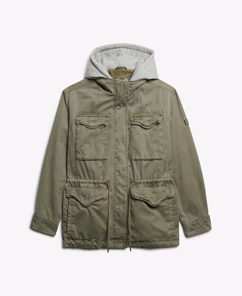Jersey capuchonjas in militaire stijl