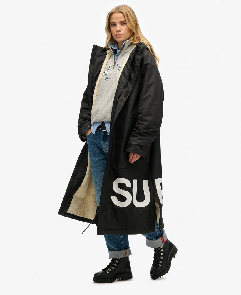 superdry badjas in zwartwit