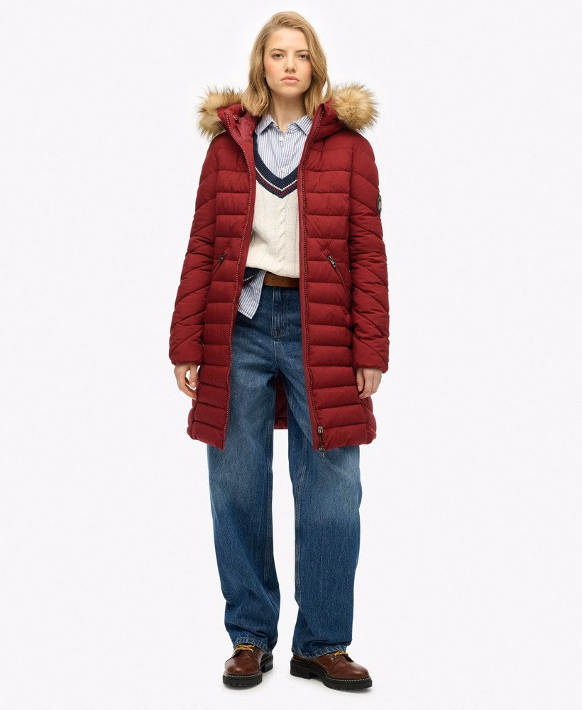 Fuji Faux Fur Hooded Mid Length Coat