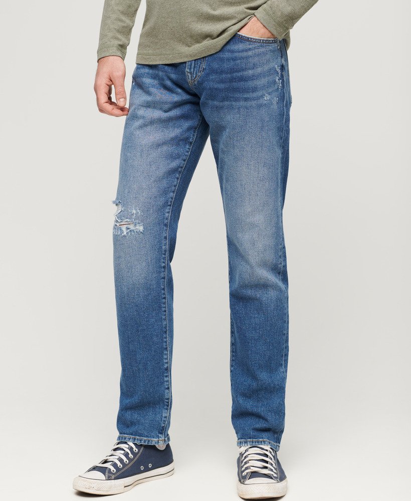 vintage slim straight jeans in folsom middenblauw