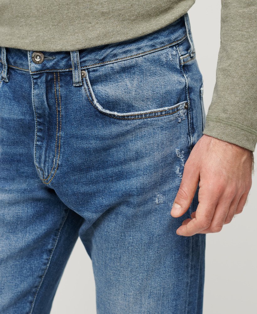 vintage slim straight jeans in folsom middenblauw