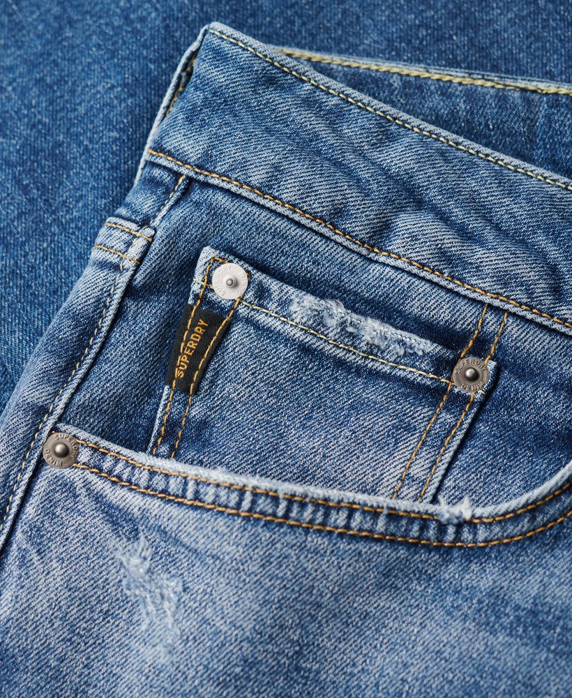 vintage slim straight jeans in folsom middenblauw