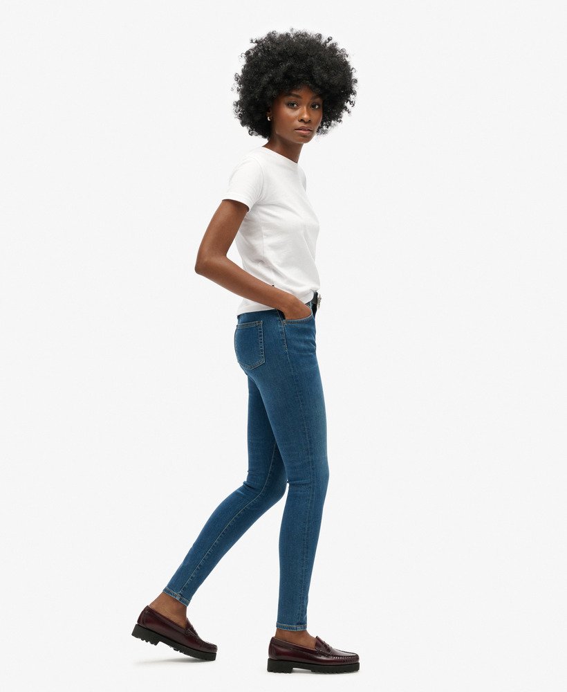 skinny jeans met hoge taille van biologisch katoen in fulton vintage blue