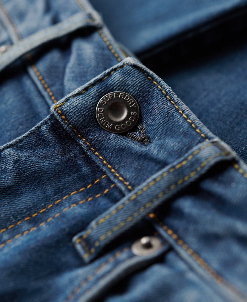 skinny jeans met hoge taille van biologisch katoen in fulton vintage blue