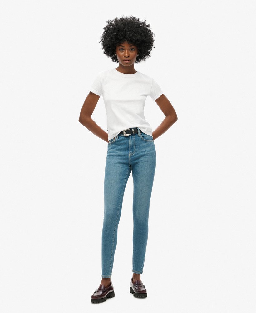 skinny jeans met hoge taille van biologisch katoen in salem mid blue