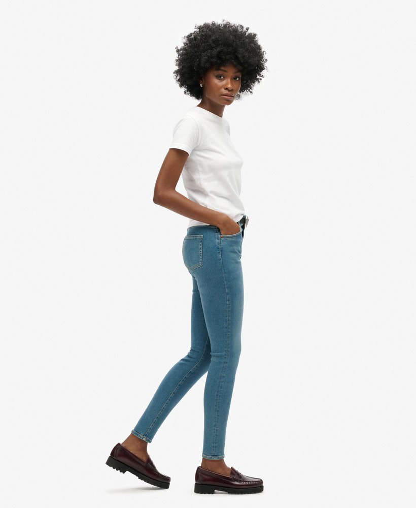 skinny jeans met hoge taille van biologisch katoen in salem mid blue