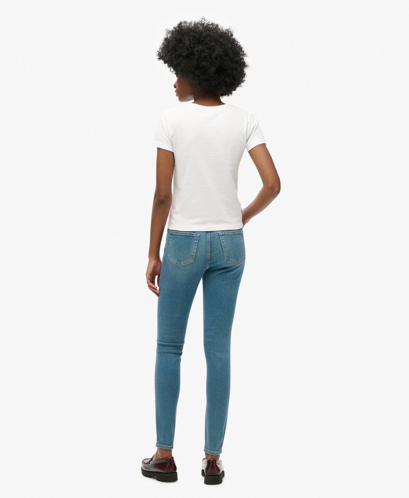 skinny jeans met hoge taille van biologisch katoen in salem mid blue