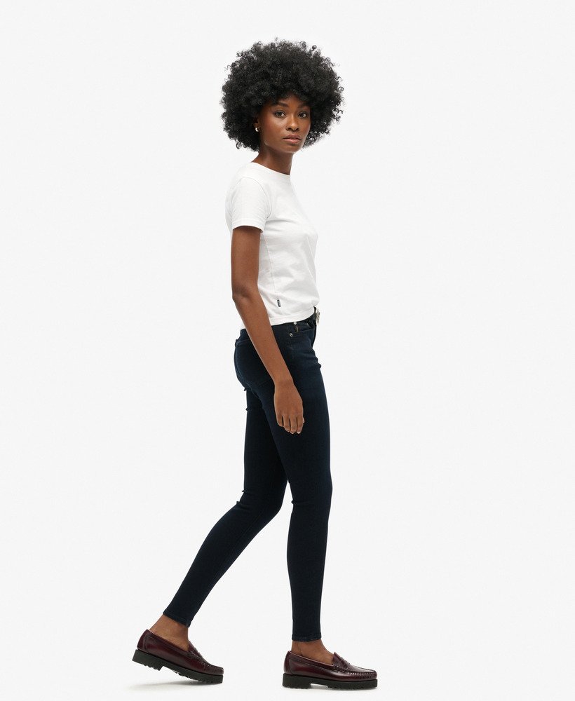 skinny jeans met hoge taille van biologisch katoen in viper blue black