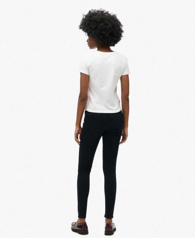 skinny jeans met hoge taille van biologisch katoen in viper blue black