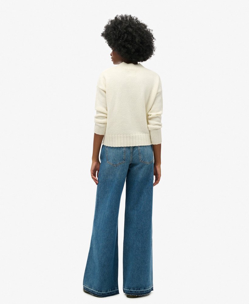 jeans met rafelige zoom en wijde pijpen in wheeler vintage blue