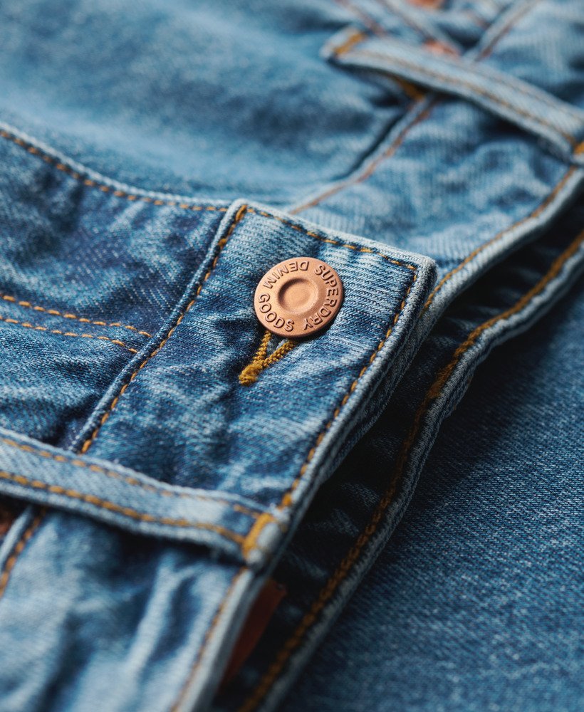 jeans met rafelige zoom en wijde pijpen in wheeler vintage blue