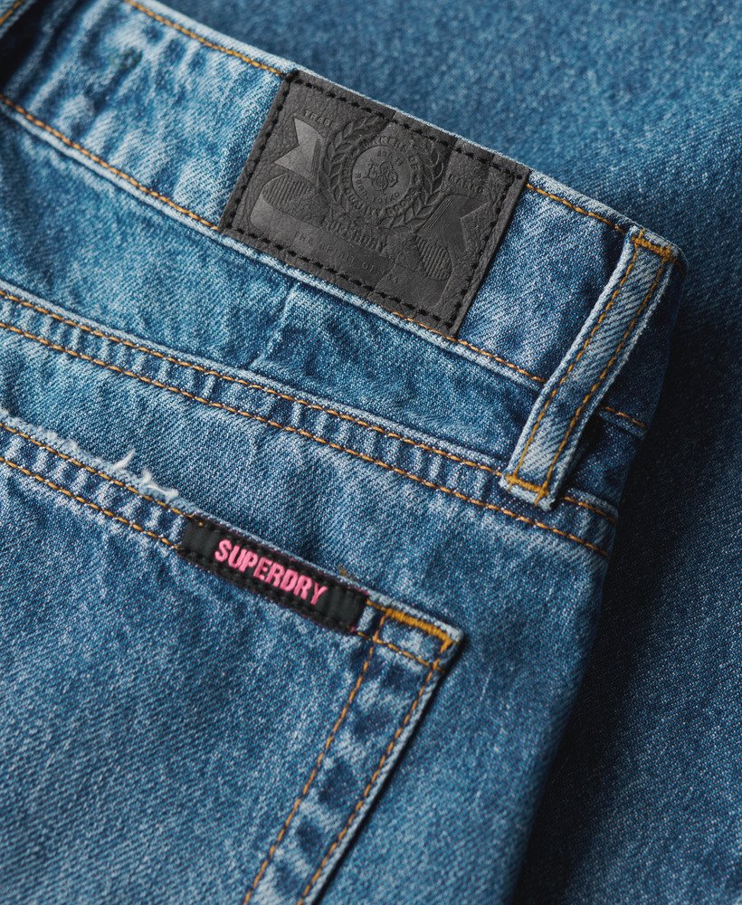 jeans met rafelige zoom en wijde pijpen in wheeler vintage blue