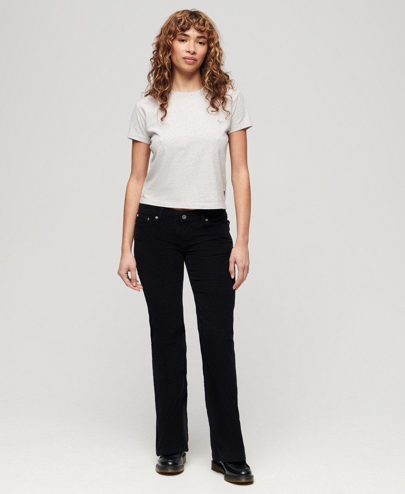lage taille corduroy flare jeans in zwart