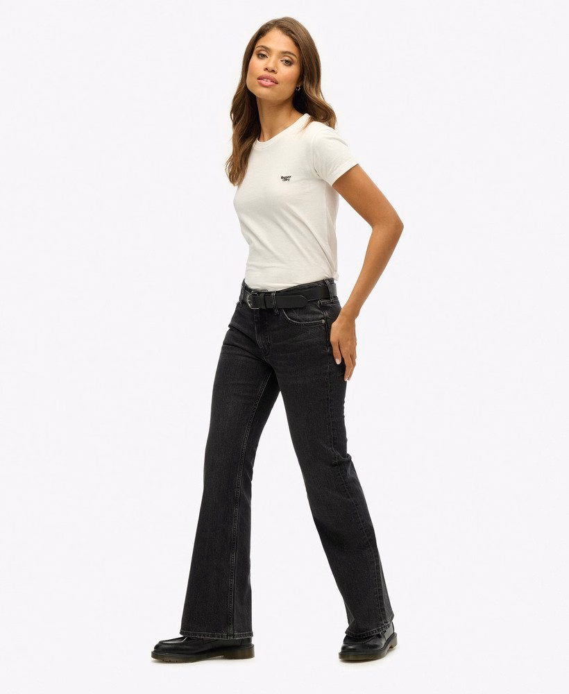 Vintage jeans met middelhoge taille en smalle uitlopende pijpen