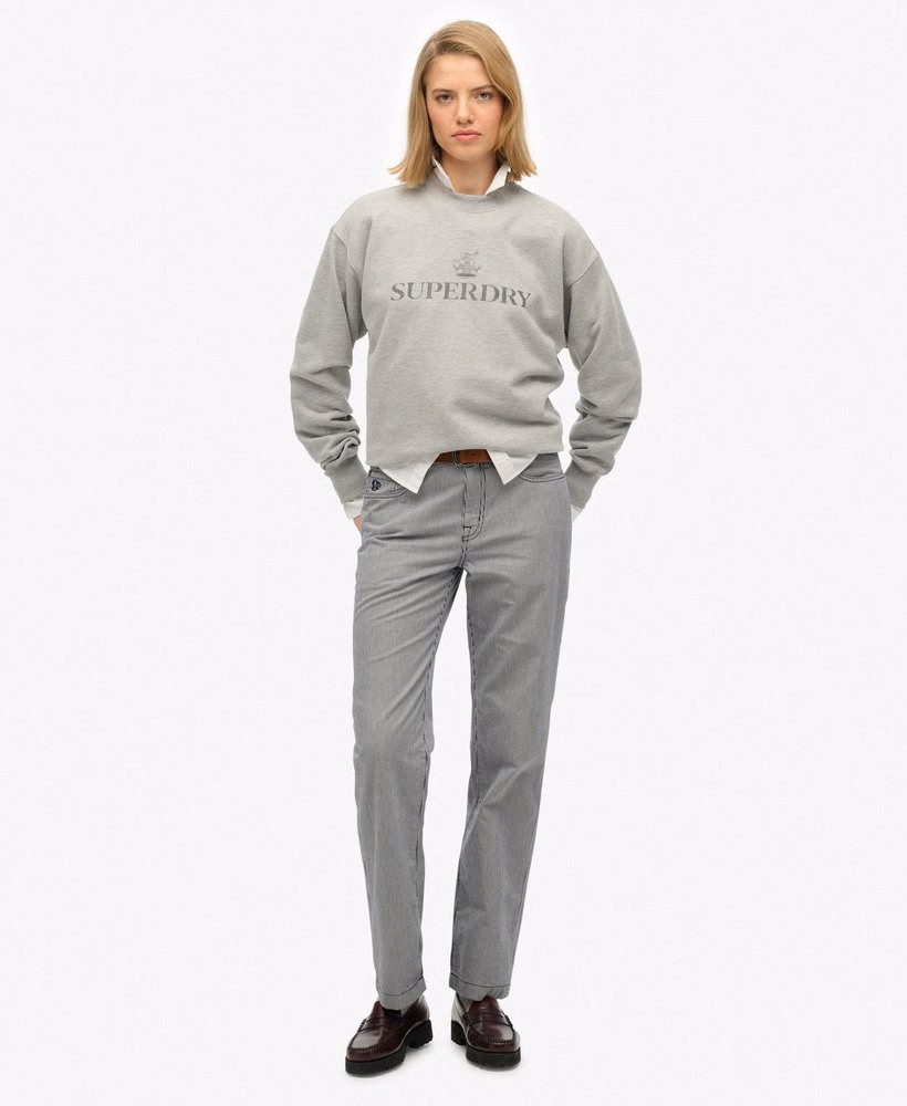 Middelhoge taille rechte gestreepte broek