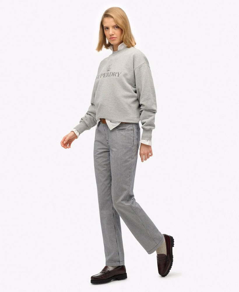Middelhoge taille rechte gestreepte broek