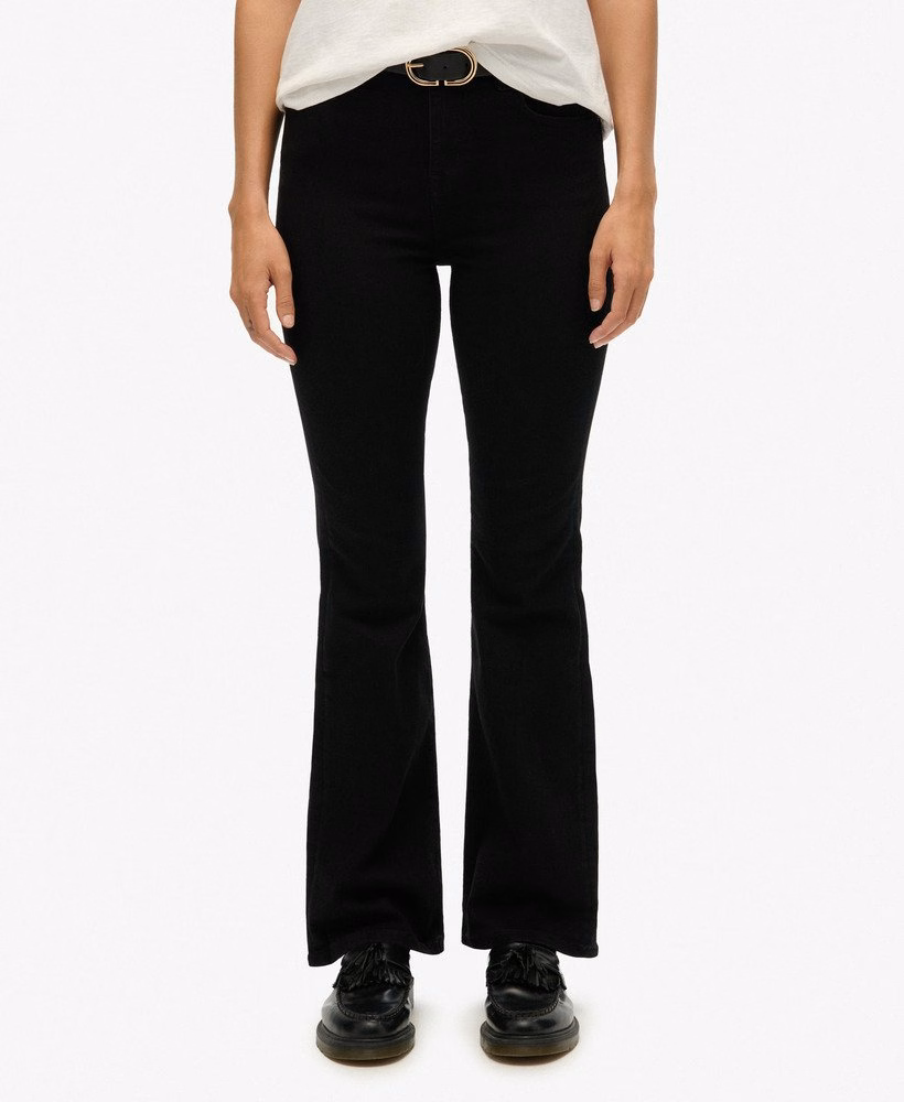 Biologische katoenen flared jeans met hoge taille