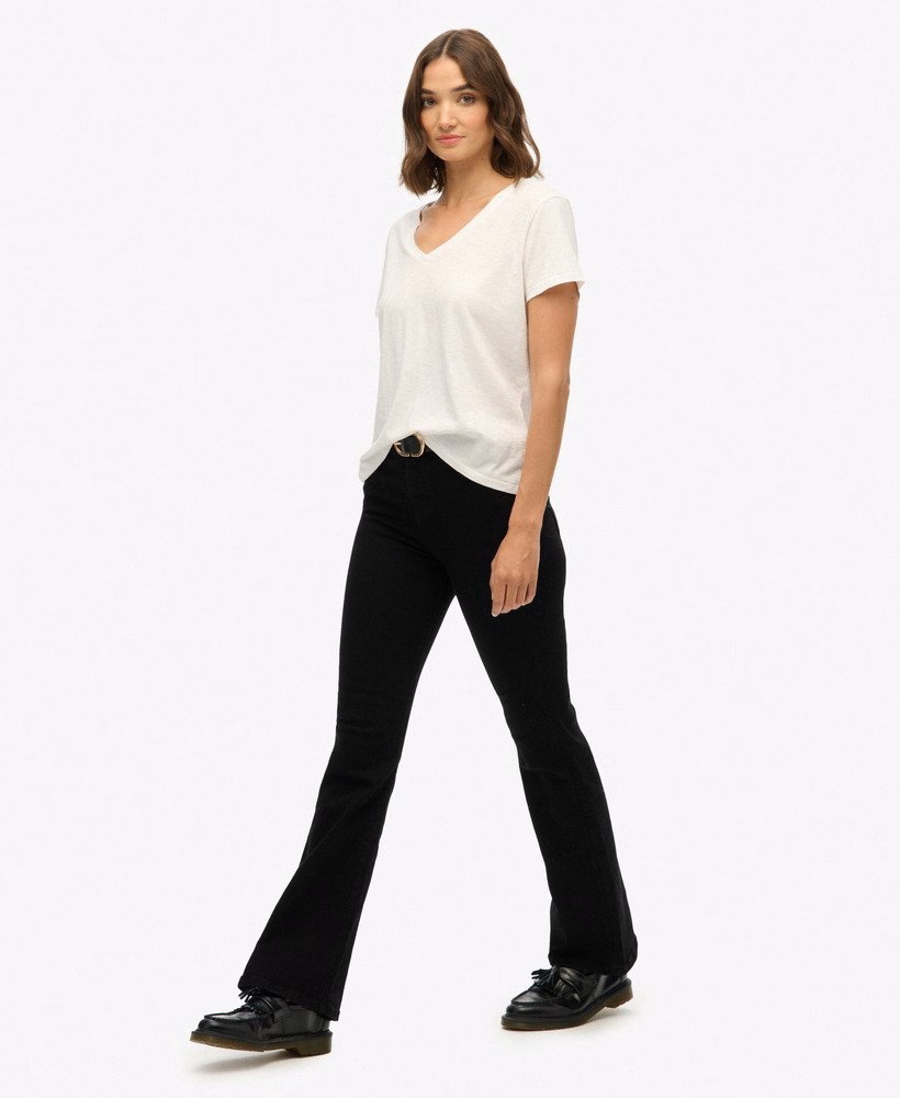 Biologische katoenen flared jeans met hoge taille
