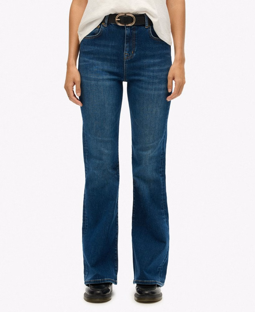 Biologische katoenen flared jeans met hoge taille