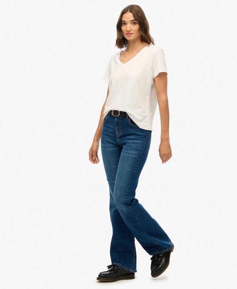 Biologische katoenen flared jeans met hoge taille