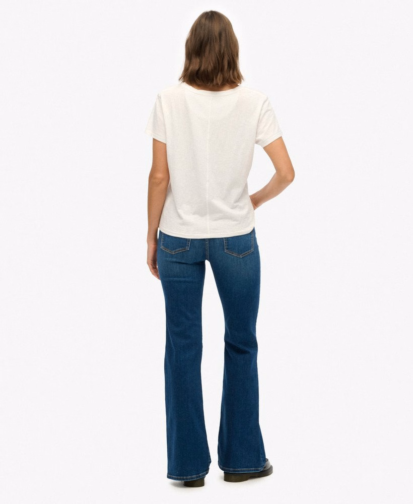 Biologische katoenen flared jeans met hoge taille