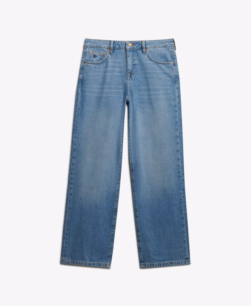 Biologische katoenen jeans met middelhoge taille en wijde pijpen