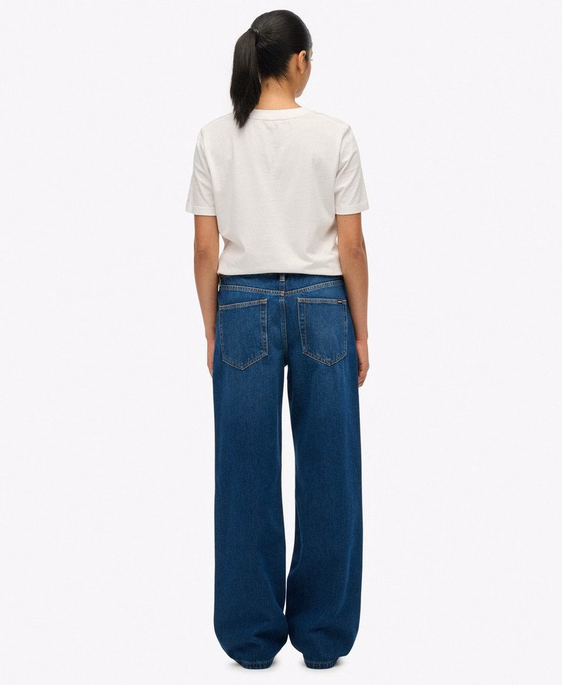 Biologische katoenen jeans met middelhoge taille en wijde pijpen