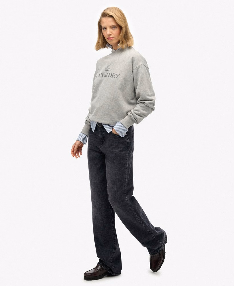 Biologische katoenen jeans met middelhoge taille en wijde pijpen
